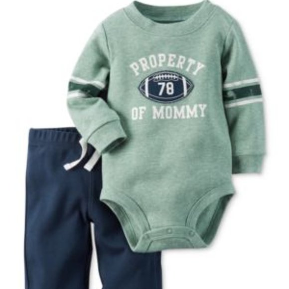 Carter's "Property of Mommy" Bodysuit & Jogger Pants Set, 9 Months - Picture 2 of 3